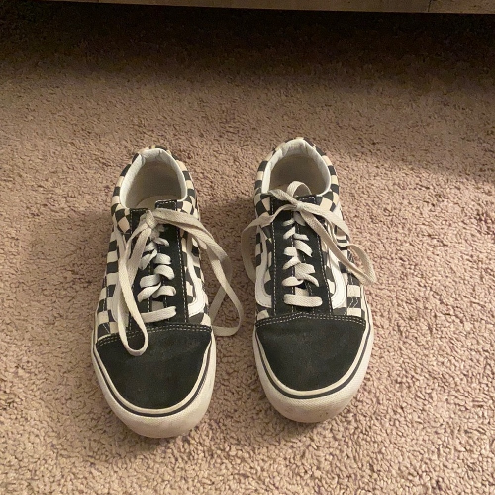 used checkered vans platform sneakers